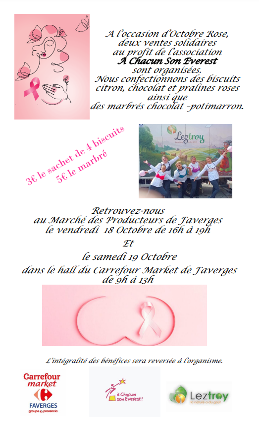 Vente solidaire pour Octobre Rose