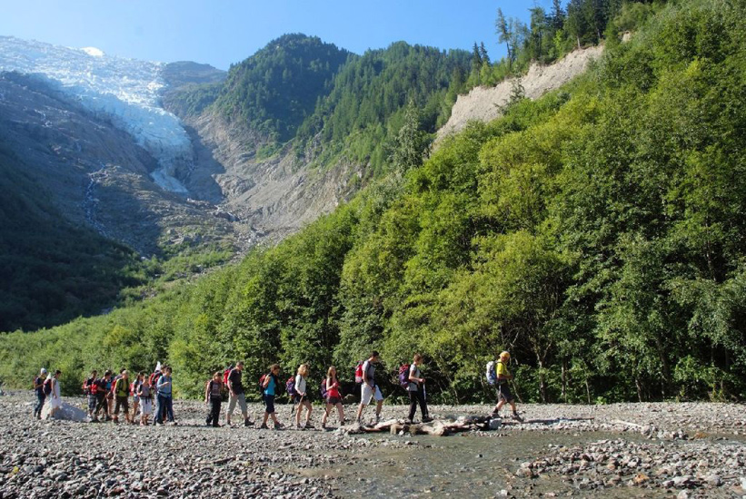 On se chauffe les mollets ce matin ! Destination : le glacier des Bossons.