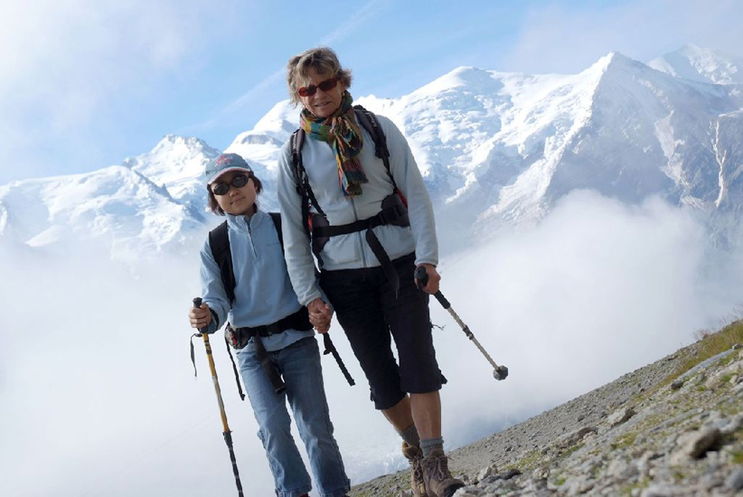 Et voilà, on arrive tout en haut, quel bonheur pour Christiane et Martine ! Bravo à tous !