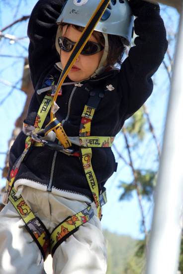 Concentration totale pour Bertrand très à l’aise dans les arbres !