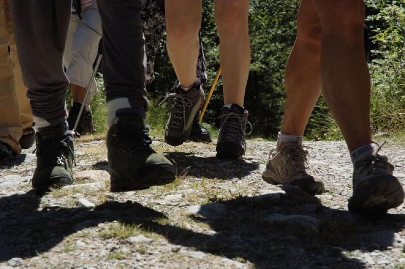 C’est parti ! Pour commencer la semaine, chaussures de rando et bâtons. Tous vers la Floria !