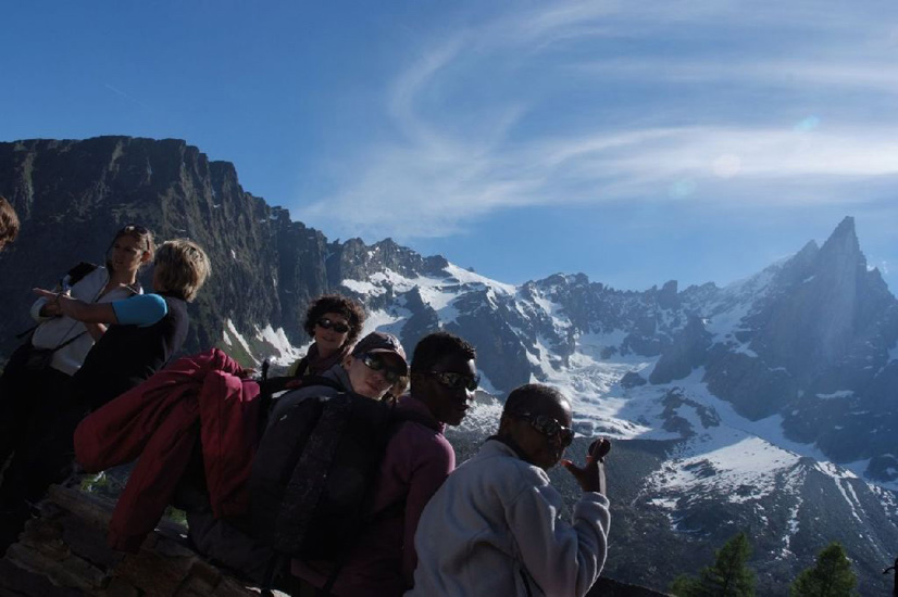 1ère pause bienvenue ! L’occasion pour nous de contempler les drues ! (Bibi, Pascaline, Rémy, Cosette)