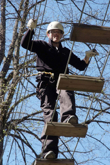 Jérôme et le pont suspendu.