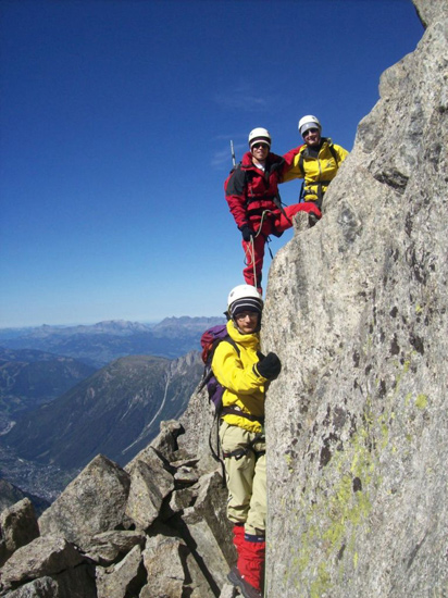 Baptiste, Vincent et Damien, dans les rochers sous « La petite verte » !