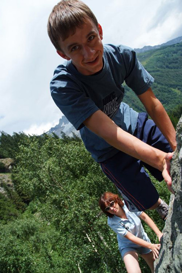 Place au bloc pour cet après-midi, Maxime a des idées de grandeur !