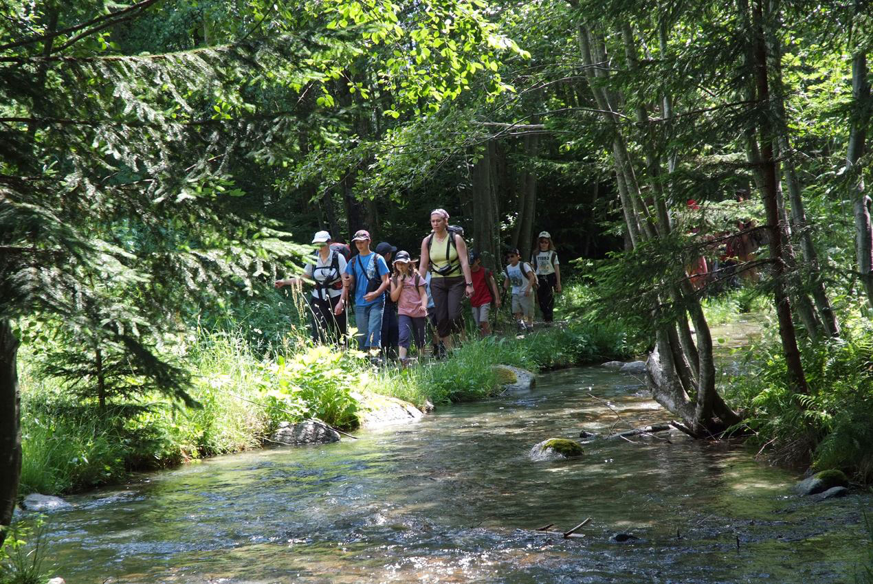 L’ombre des arbres et la fraîcheur de la rivière font du bien à notre petite troupe !