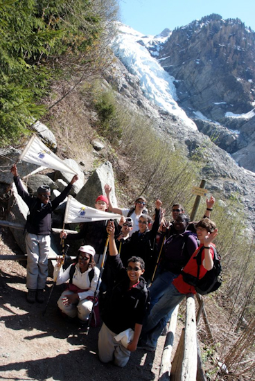 Et voilà, une belle vue sur le glacier des Bossons, ça valait la peine !