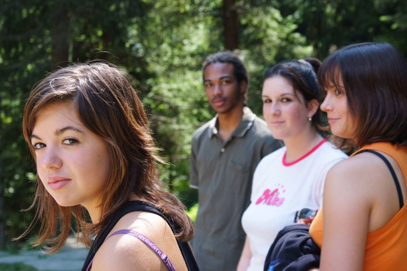 Accrobrancheurs en réunion amicale ! (Margaux, Laura, Clem et Karim)