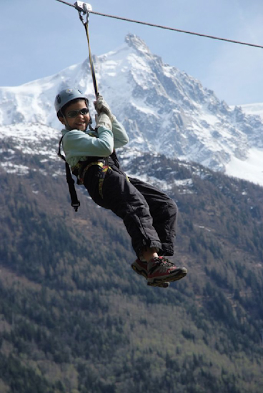 Medhi et l’Aiguille du Midi.