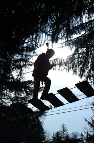 Rendez-vous à la cimes des mélèzes ce matin. Direction les Houches pour l’acrobranche !