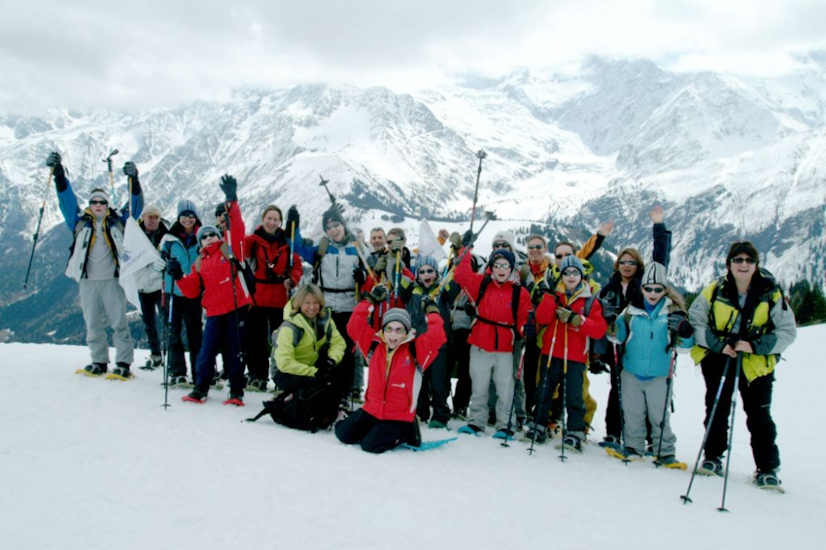 On continue l’entrainement pour notre sommet, alors direction les Houches et chaussage de raquettes !
