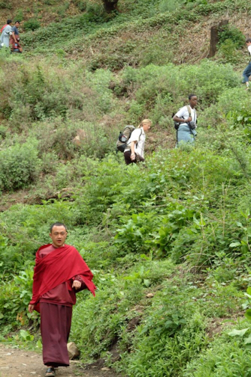 Petite marche à pied ce matin ; direction le monastère de Tango. / This morning, little walk up to the tango monastery