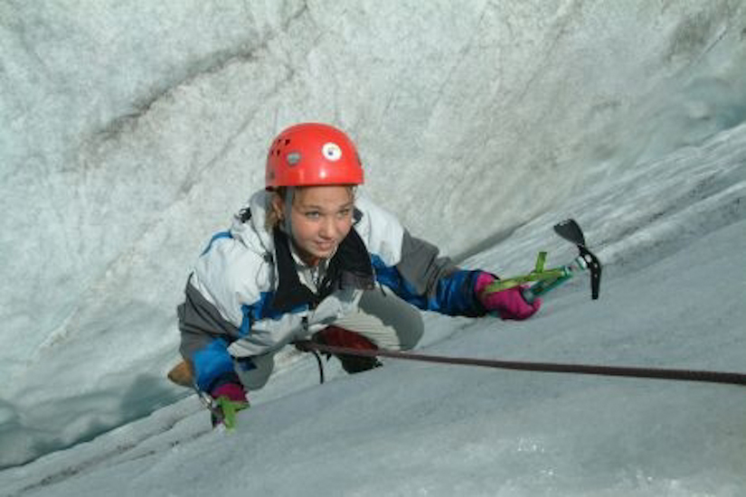 Jessica en plein entraînement avant les championnats du monde d’escalade sur glace !