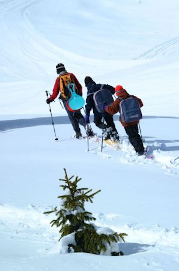 Seul à l’avant, un petit groupe de trois ouvre la voie au reste de la compagnie.